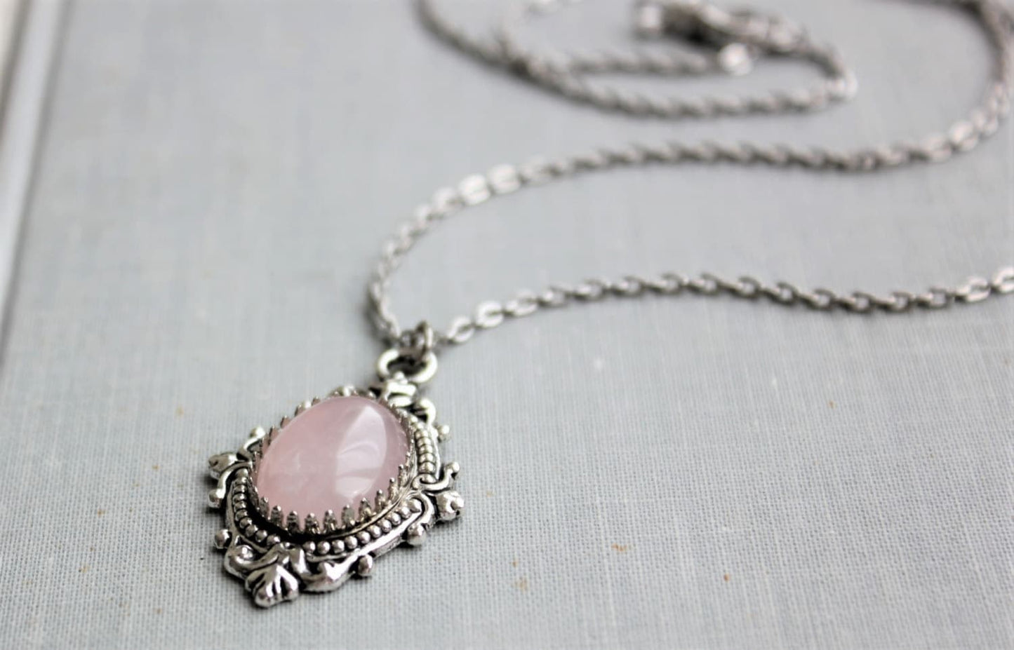 Rose Quartz Necklace. Gemstone Necklace.