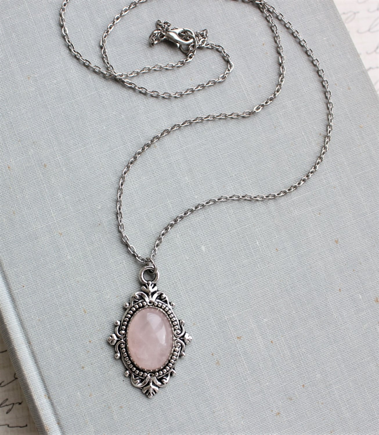 Rose Quartz Necklace. Gemstone Necklace.