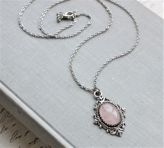 Rose Quartz Necklace. Gemstone Necklace.