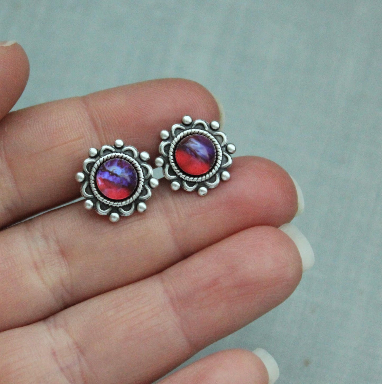 Dragons Breath Mexican Fire Opal Stud Earrings. 6 Opal Options.