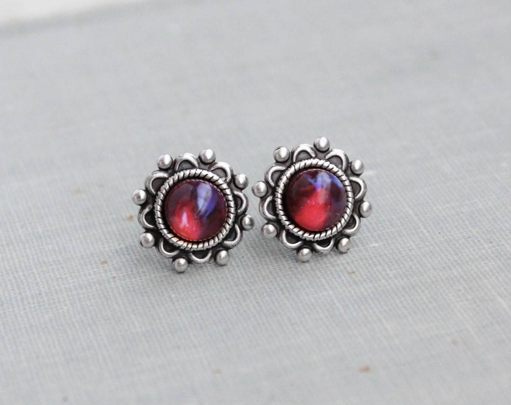 Dragons Breath Mexican Fire Opal Stud Earrings. 6 Opal Options.