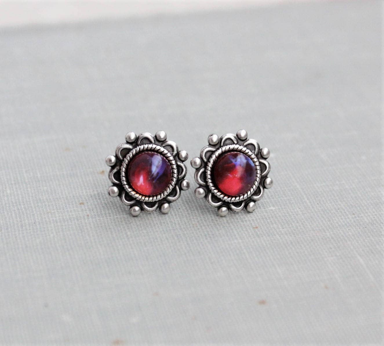 Dragons Breath Mexican Fire Opal Stud Earrings. 6 Opal Options.