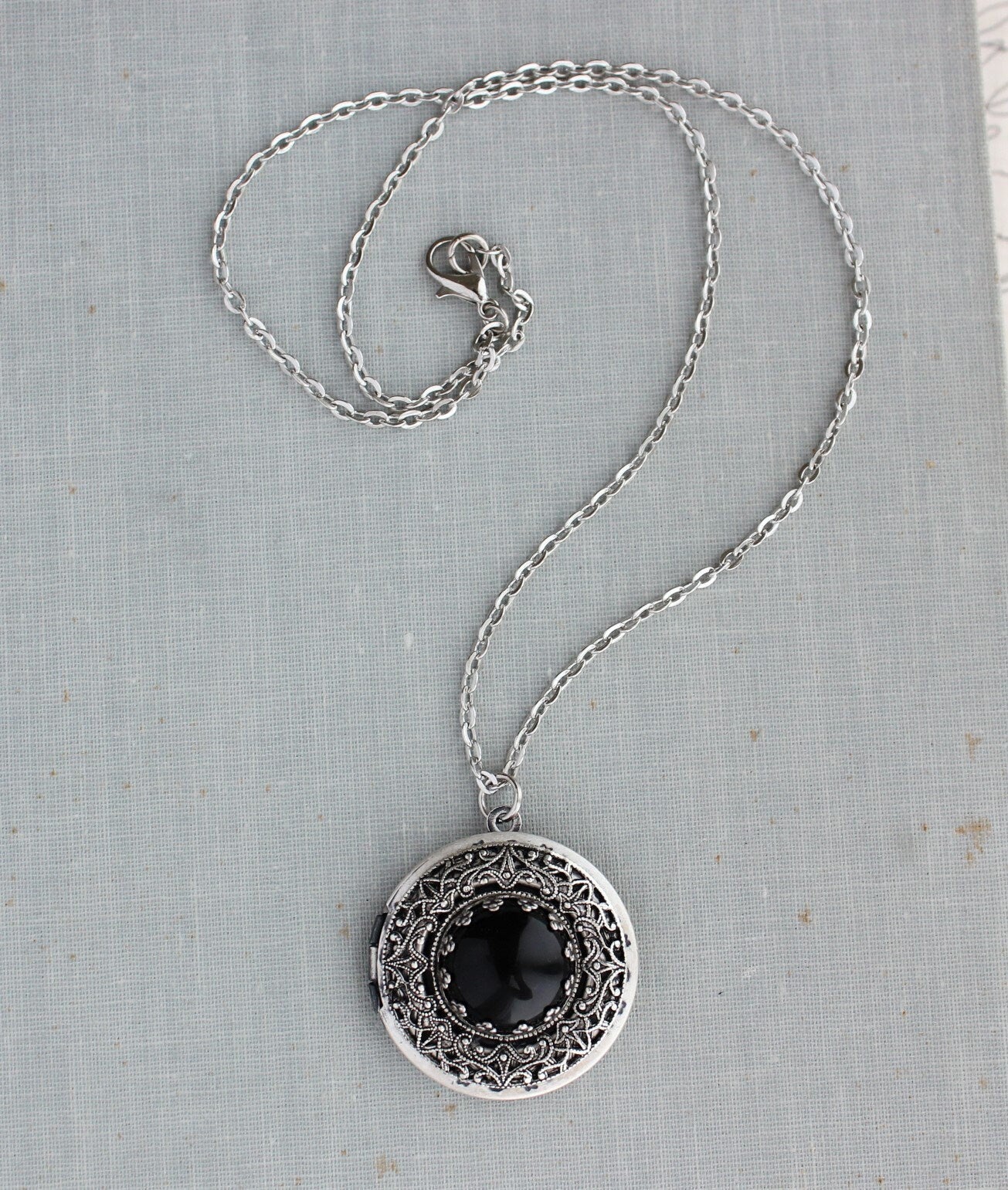 Onyx Locket Necklace