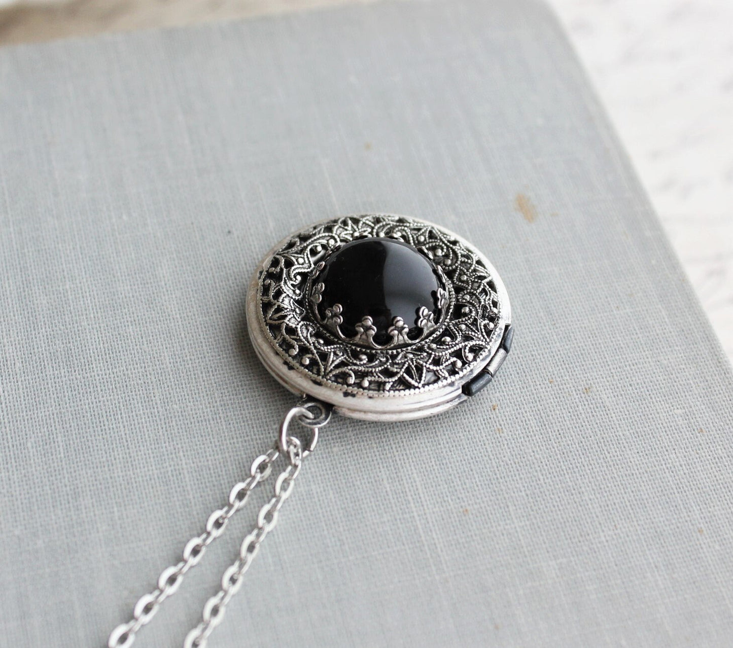 Onyx Locket Necklace