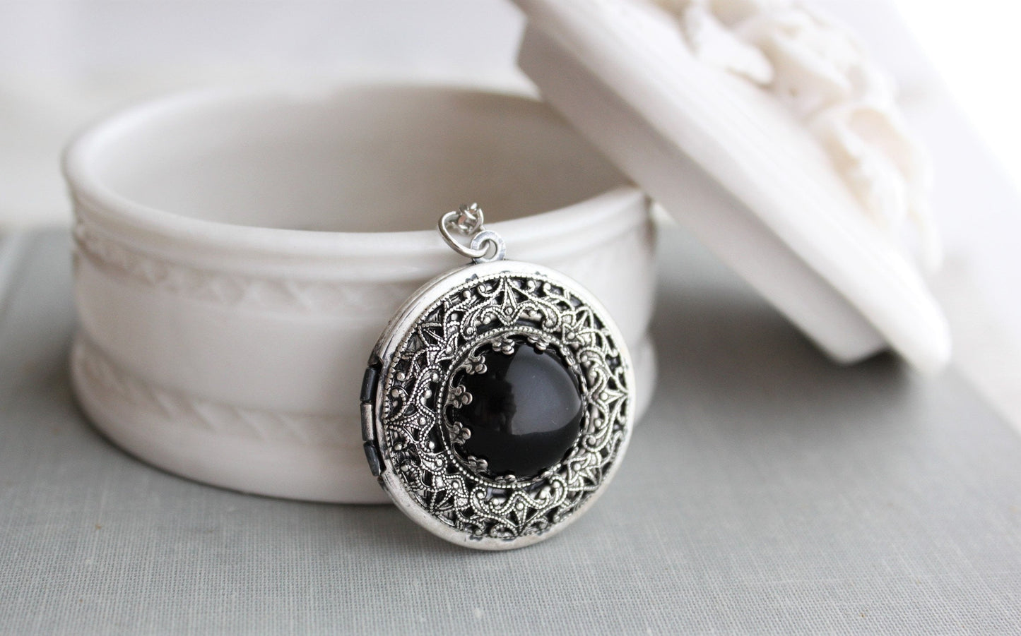 Onyx Locket Necklace