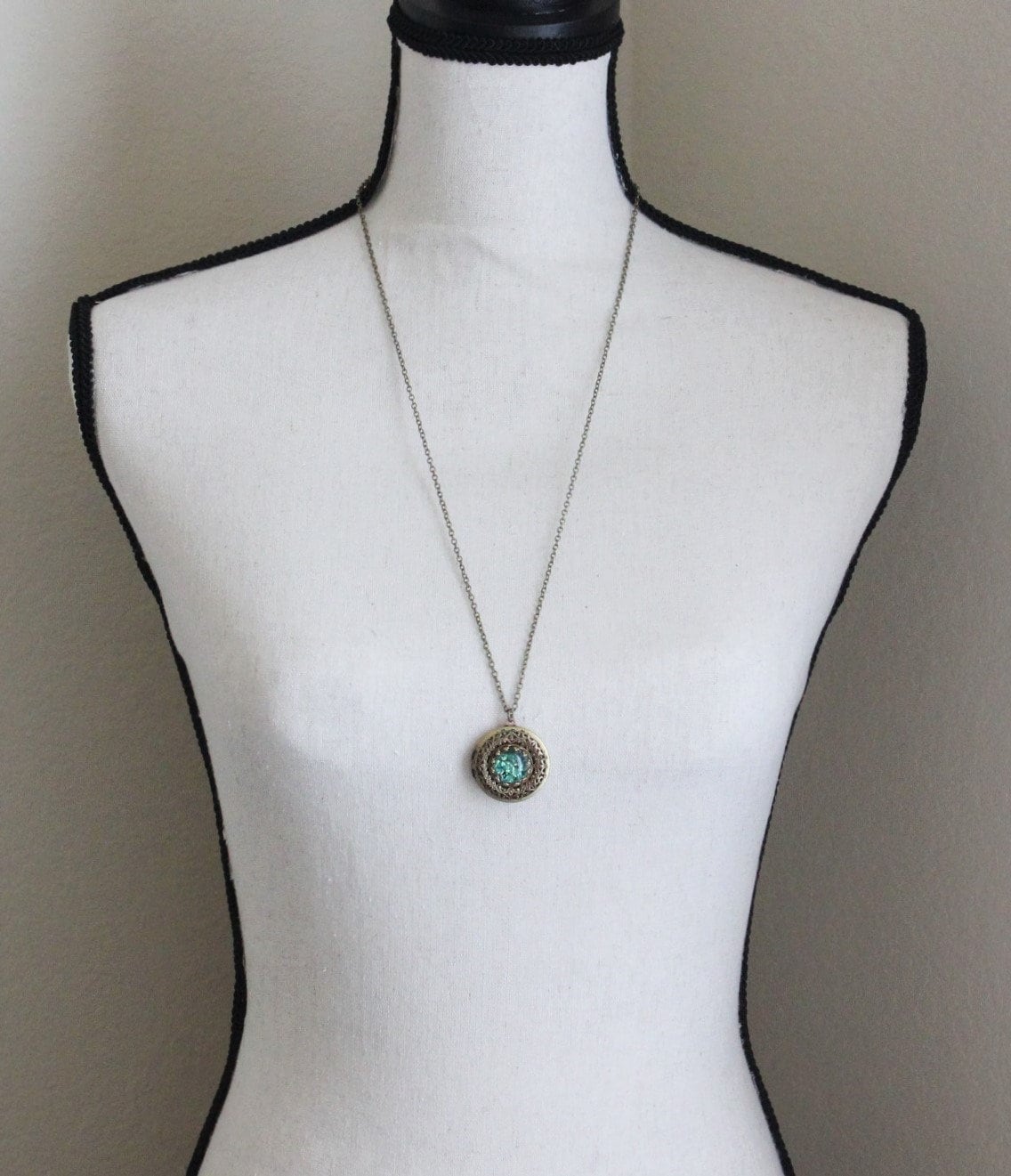 Green Fire Opal Locket Necklace