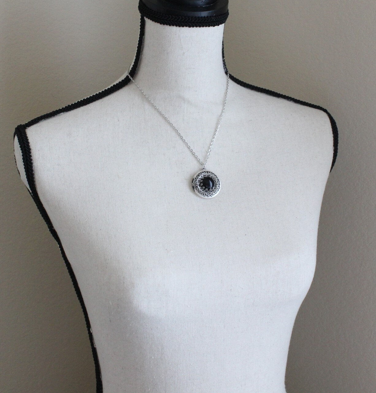 Onyx Locket Necklace