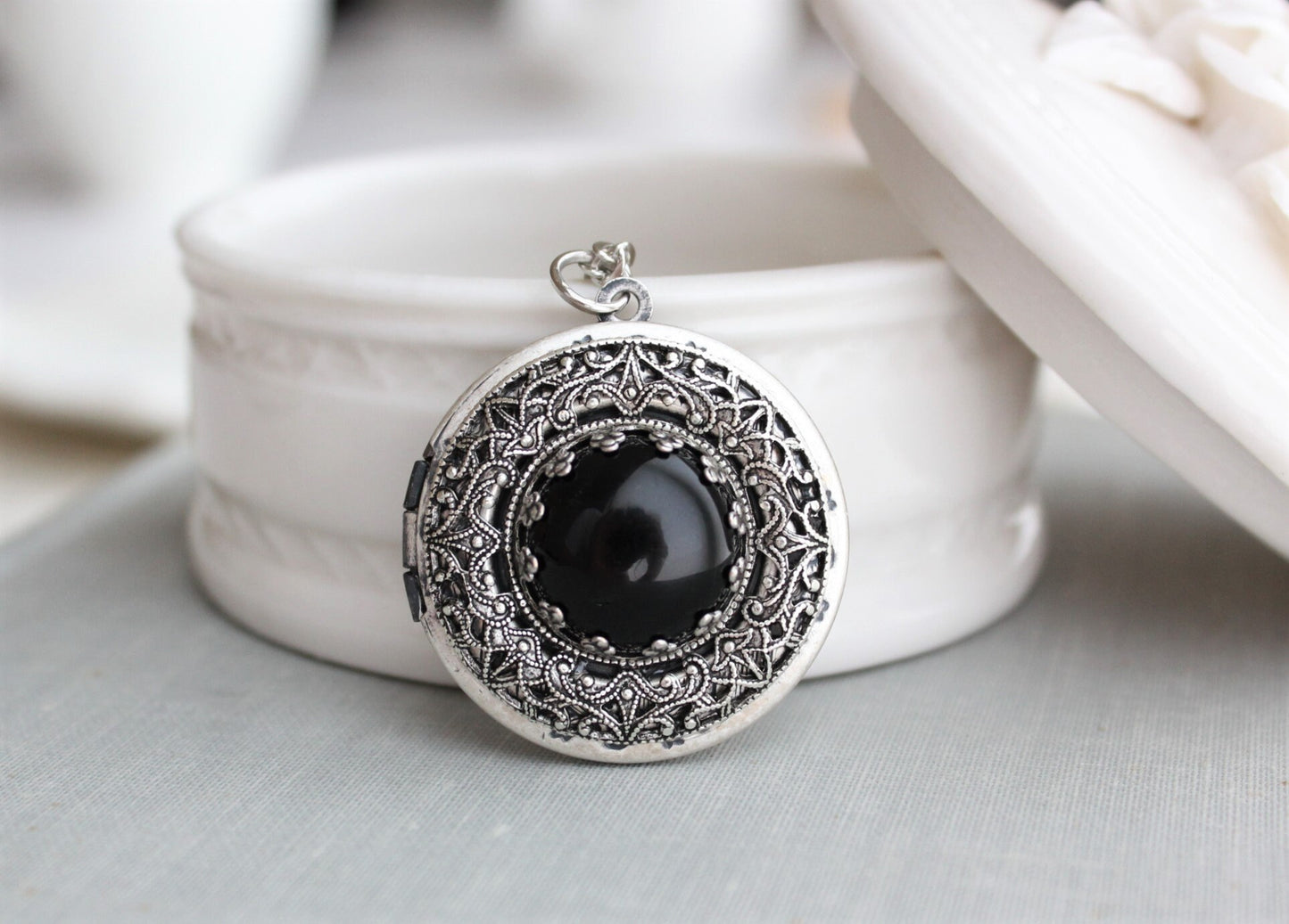 Onyx Locket Necklace