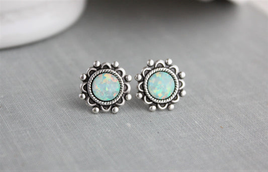 Mint Opal Stud Earrings. 10 Opal colors