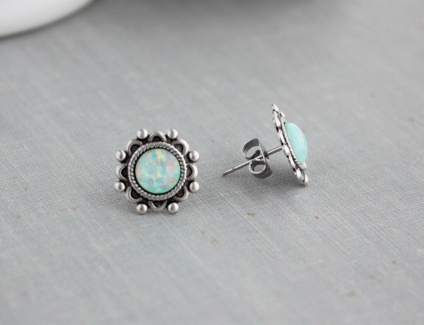 Mint Opal Stud Earrings. 10 Opal colors