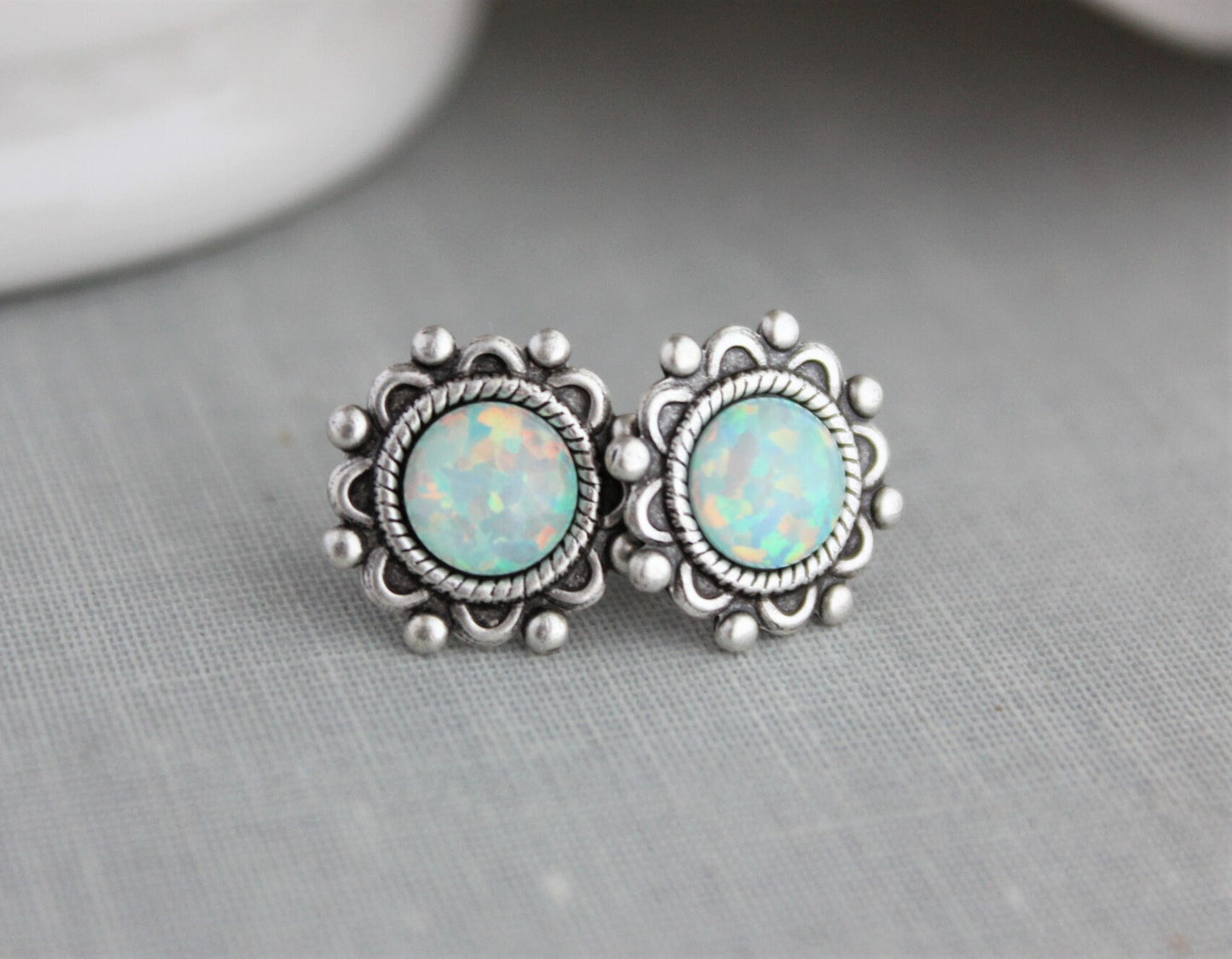 Mint Opal Stud Earrings. 10 Opal colors