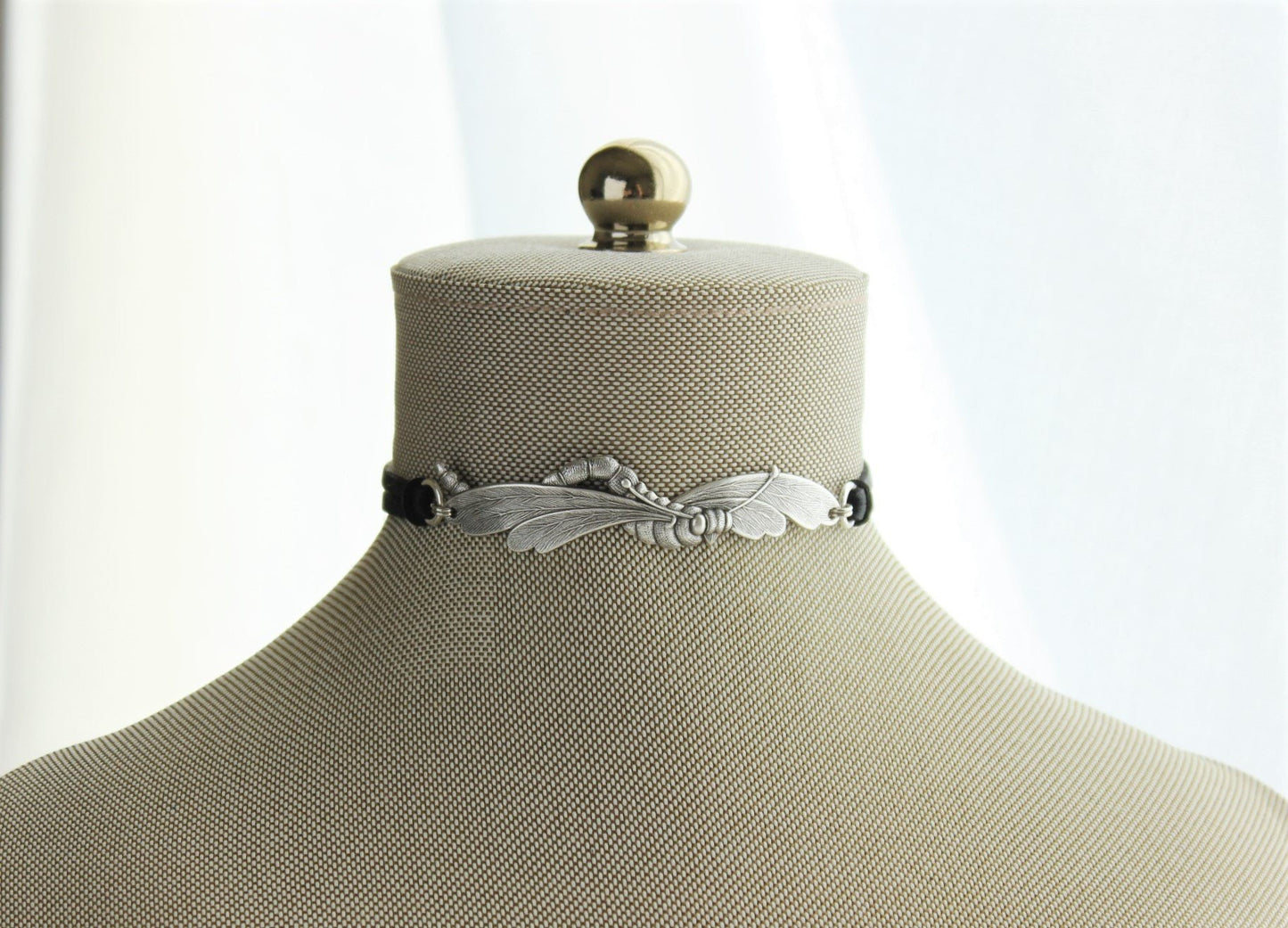 Dragonfly Leather Choker. Statement Choker. Choose from 14 leather colors