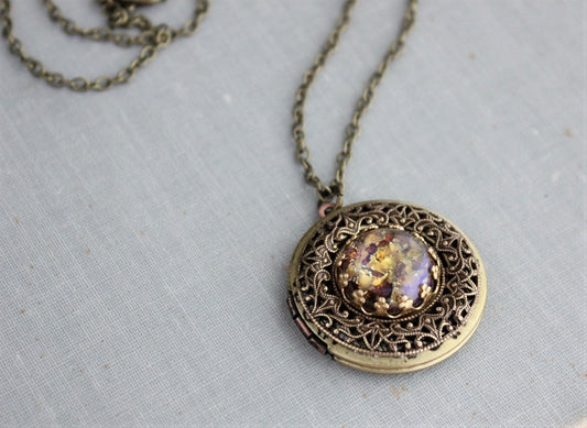 Topaz Fire Opal Locket Necklace