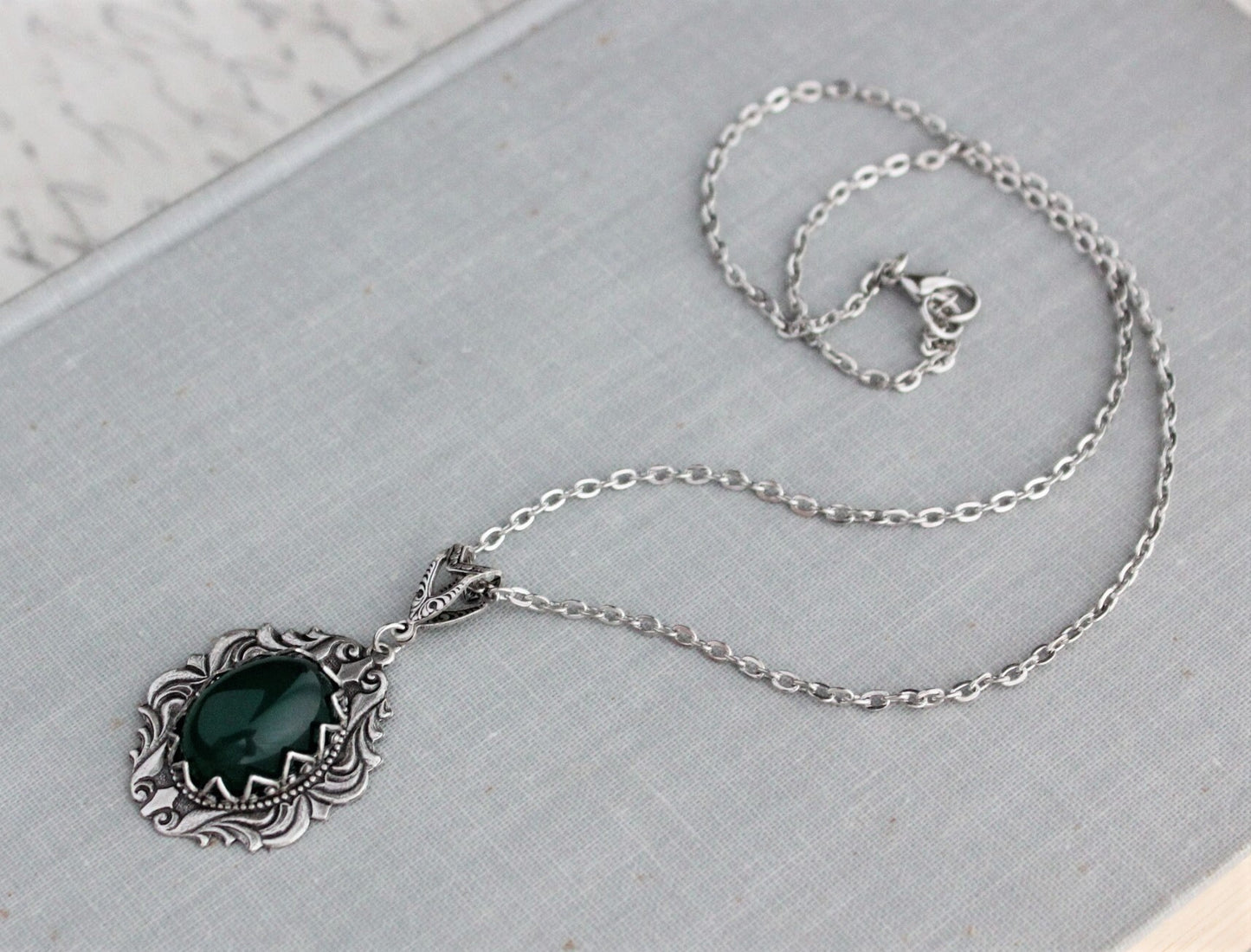 Green Onyx Necklace. Gemstone Necklace. Onyx, Green Onyx, or Rose Quartz