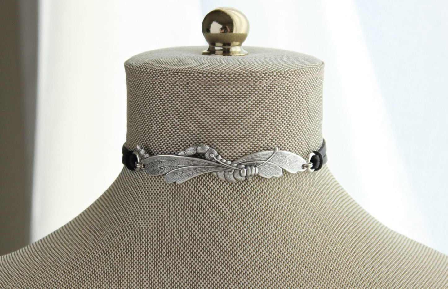 Dragonfly Leather Choker. Statement Choker. Choose from 14 leather colors