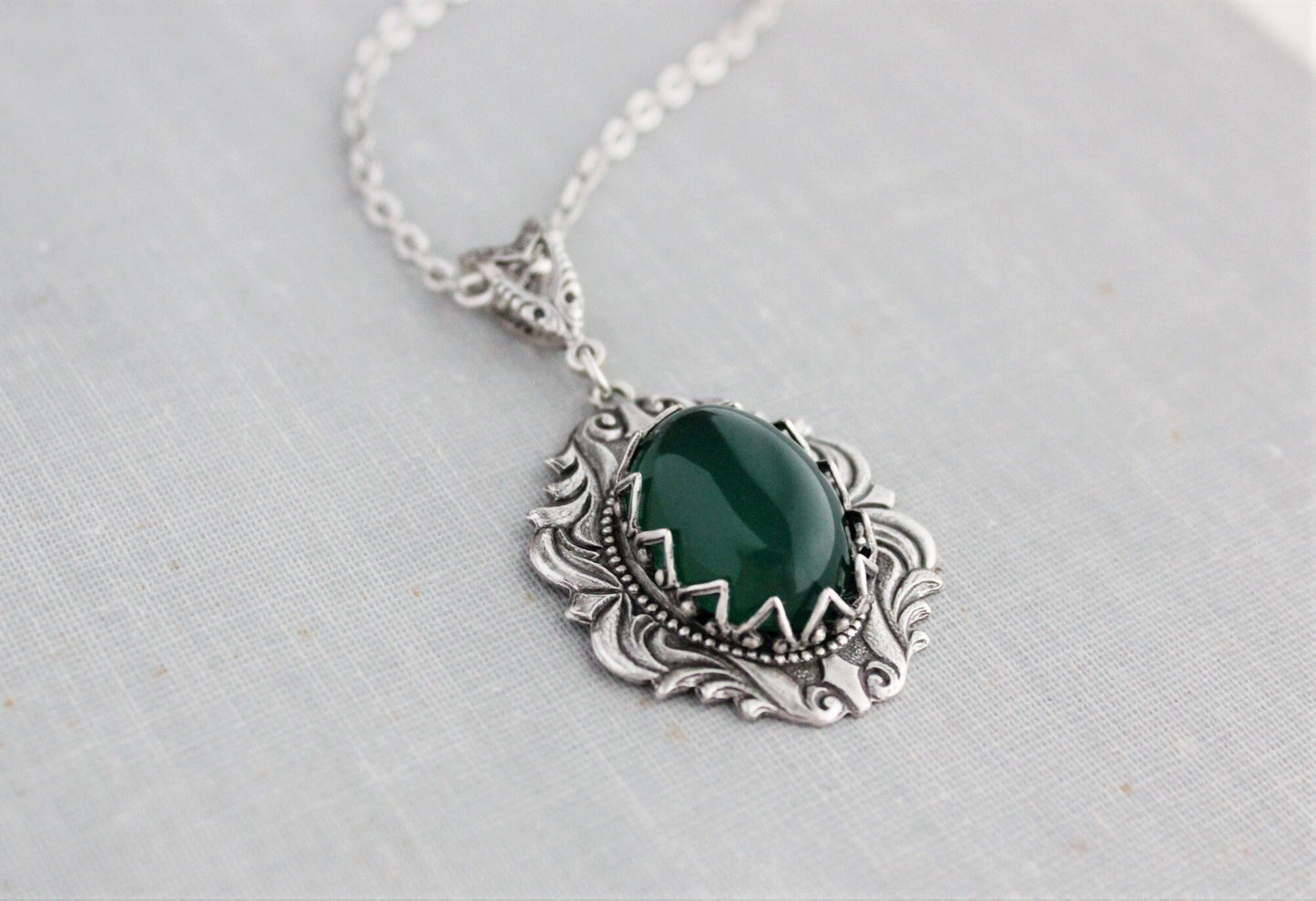 Green Onyx Necklace. Gemstone Necklace. Onyx, Green Onyx, or Rose Quartz