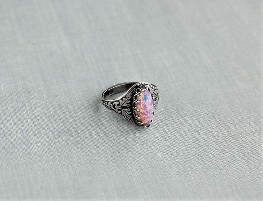 Fire Opal Navette Ring