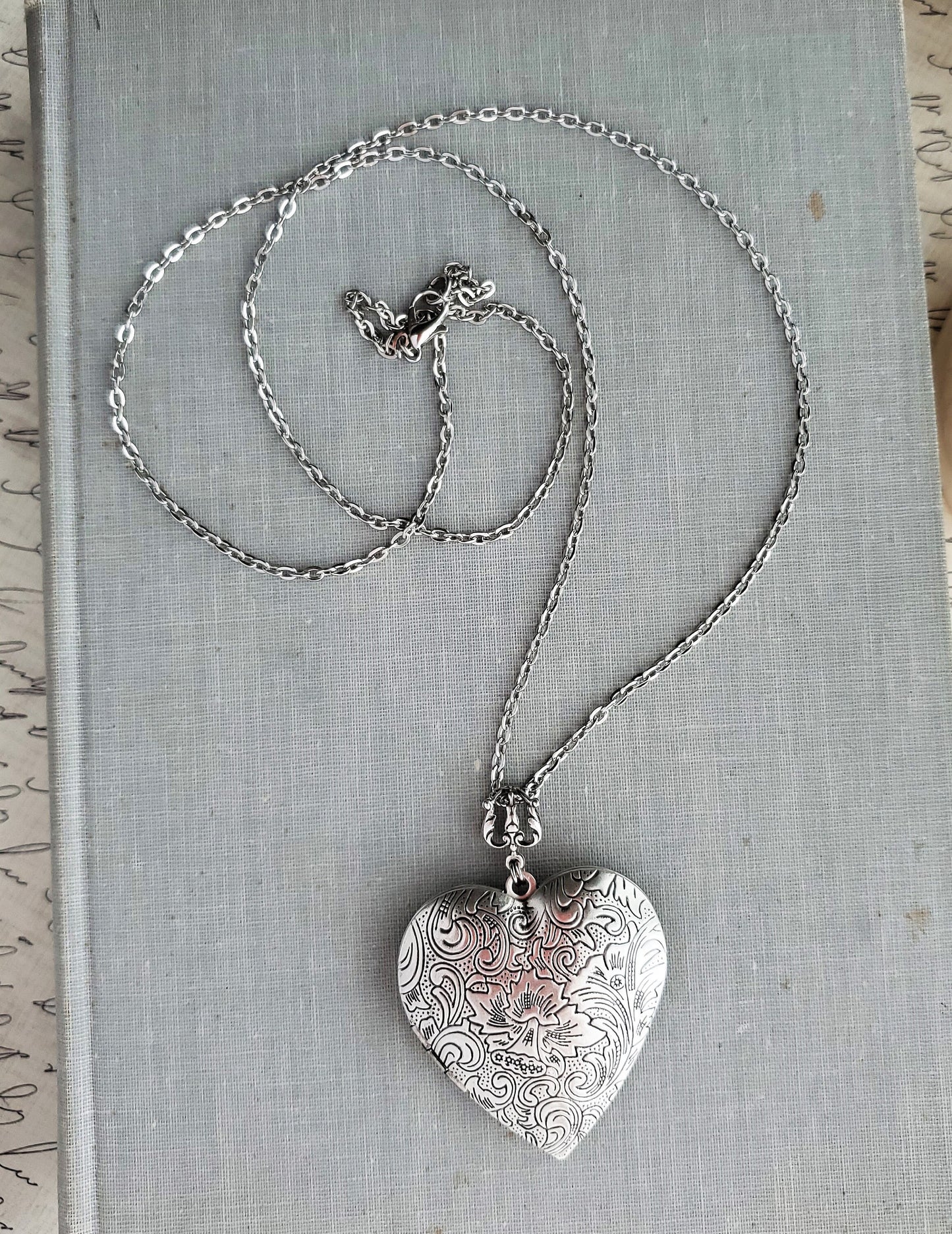 Silver Heart Locket Necklace