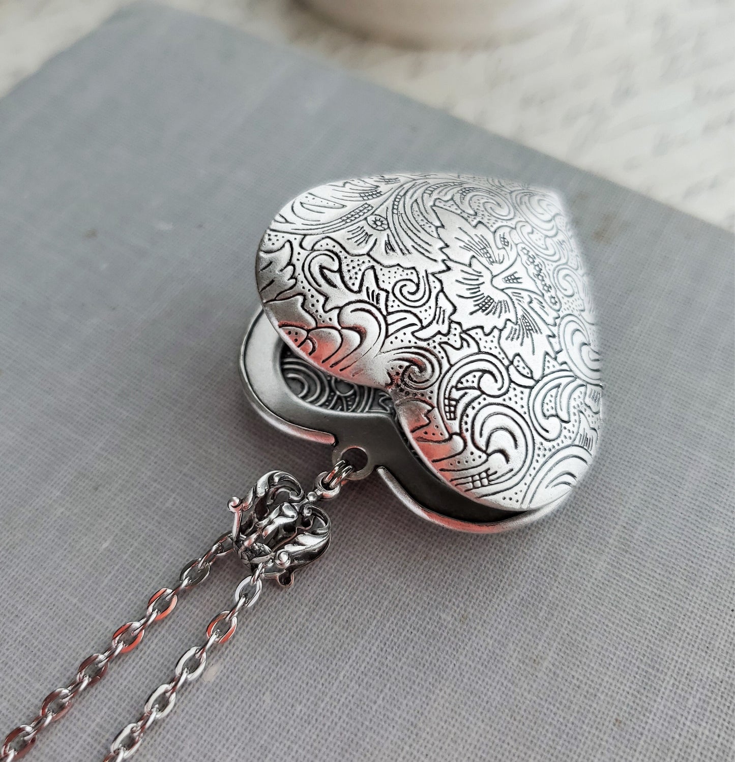 Silver Heart Locket Necklace