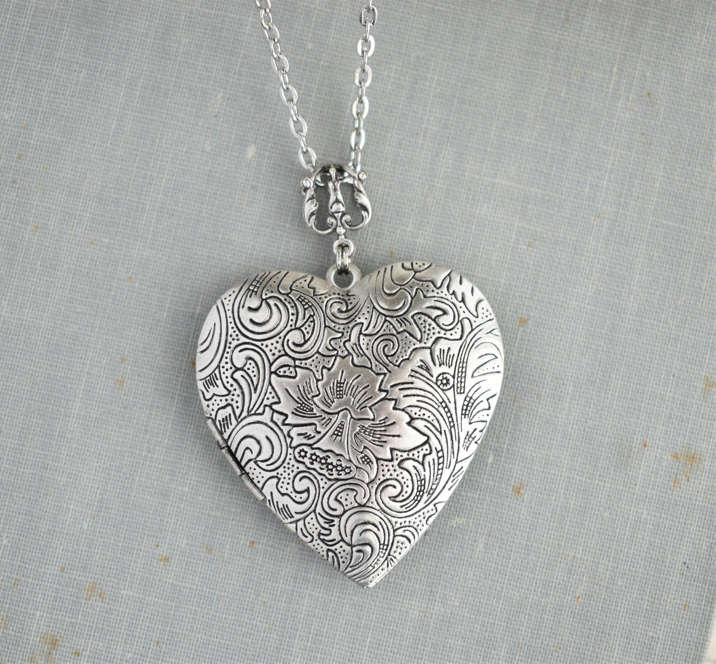 Silver Heart Locket Necklace