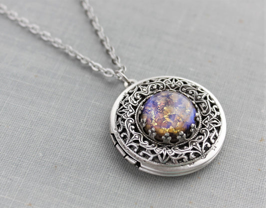 Topaz Fire Opal Locket Necklace