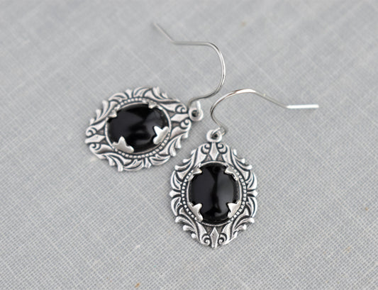 Onyx Earrings. Gemstone Earrings. Black Earrings