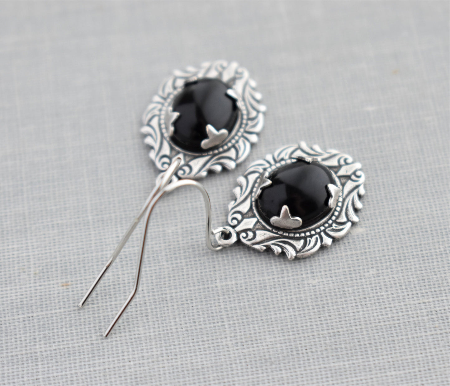 Onyx Earrings. Gemstone Earrings. Black Earrings