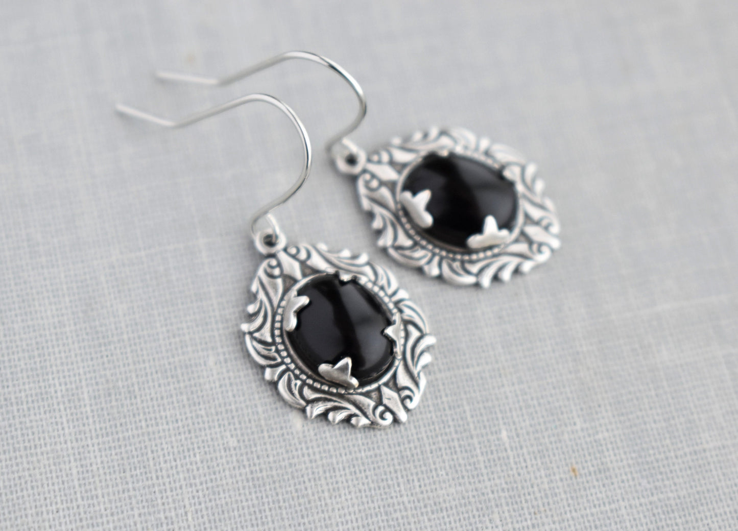 Onyx Earrings. Gemstone Earrings. Black Earrings