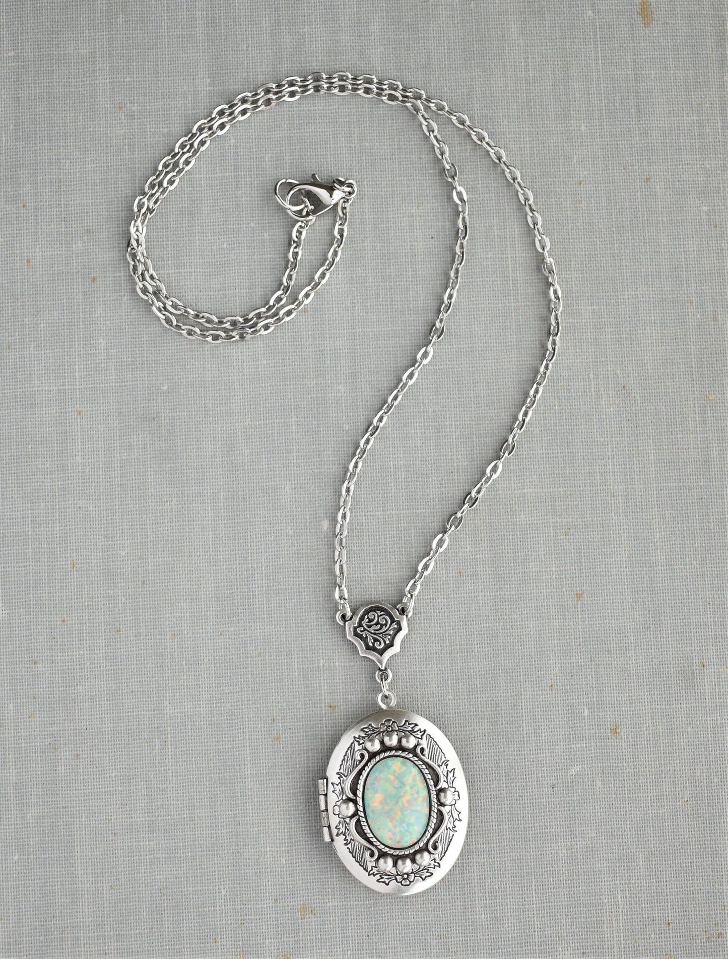 Mint Opal Locket Necklace. 8 Opal colors to choose from