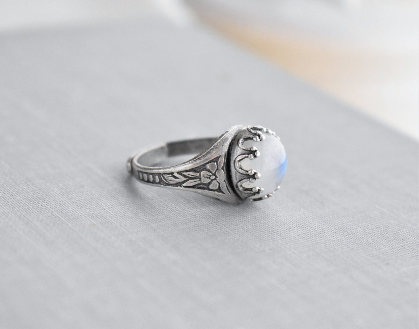 Rainbow Moonstone Ring. Gemstone Ring