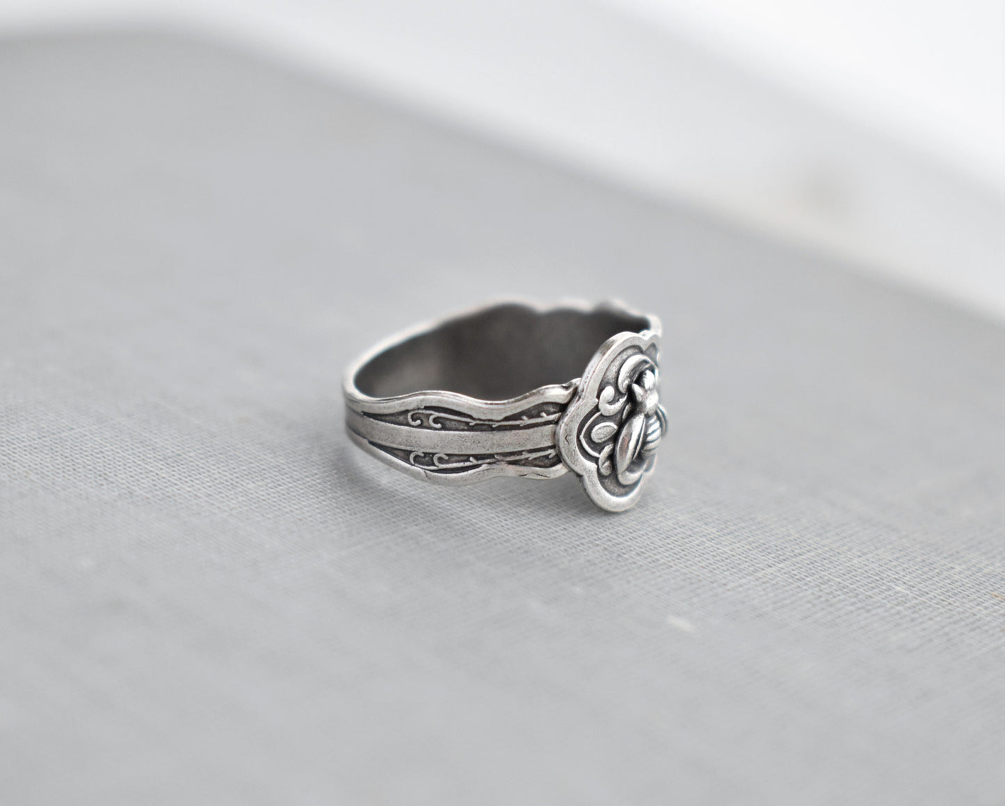 Bee Spoon Ring. Tiny Bee Ring. Dainty Ring