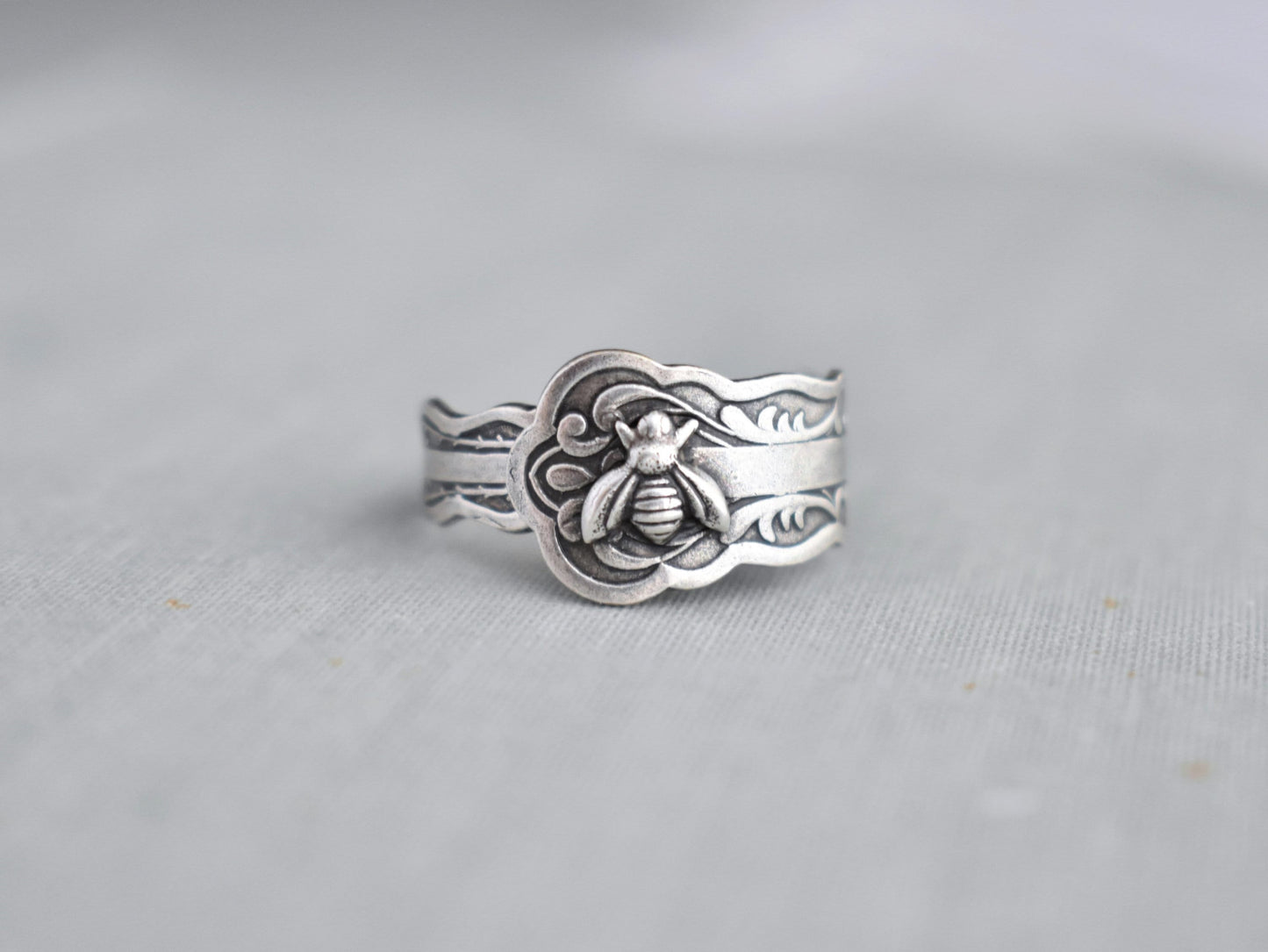 Bee Spoon Ring. Tiny Bee Ring. Dainty Ring