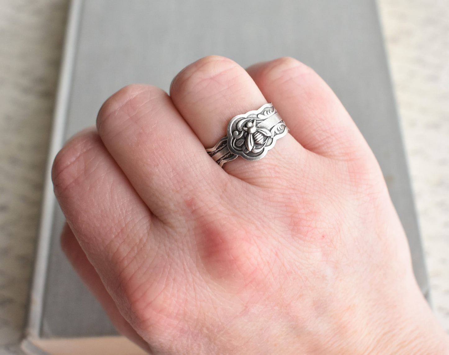 Bee Spoon Ring. Tiny Bee Ring. Dainty Ring