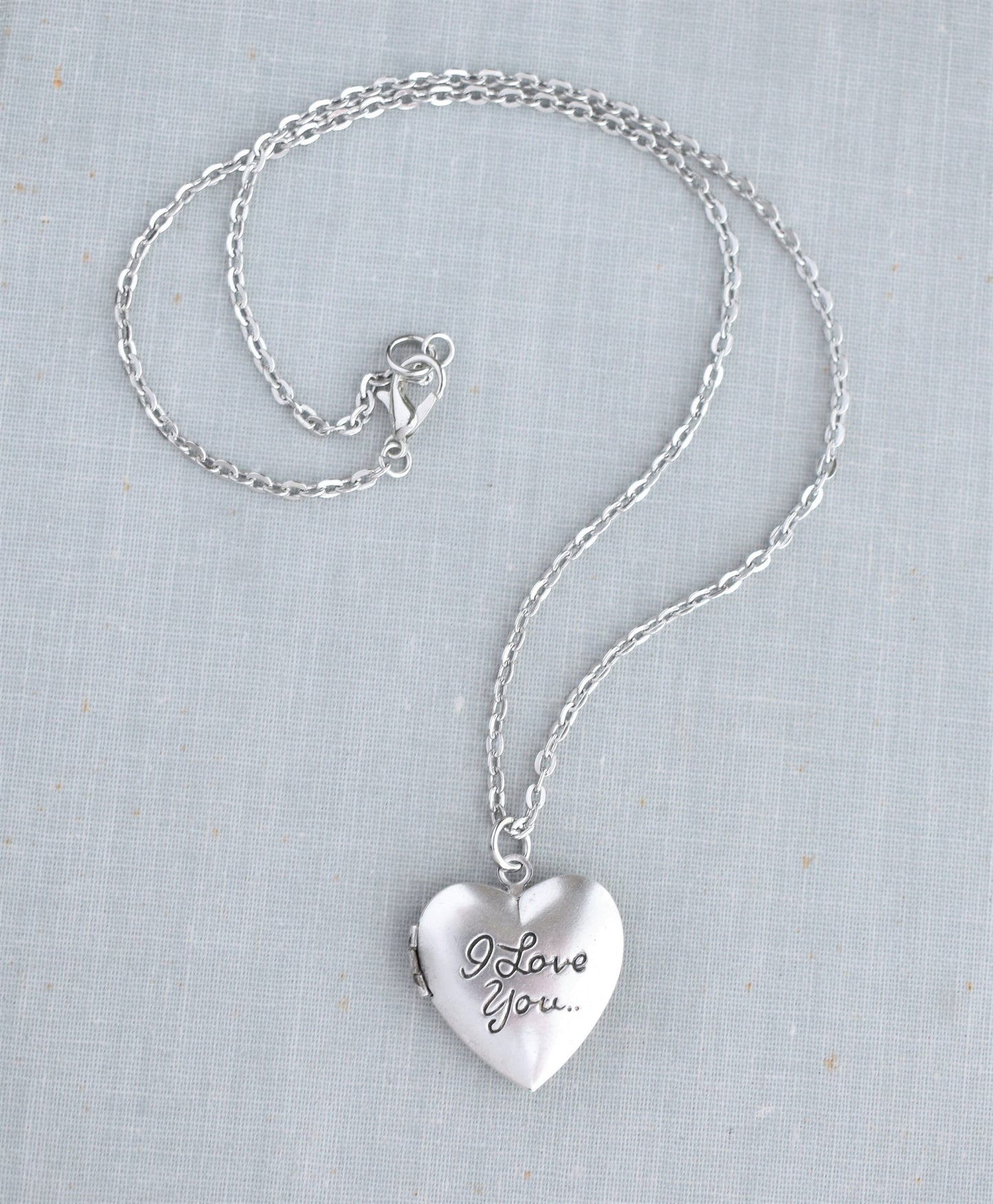 Small I Love You Heart Locket Necklace