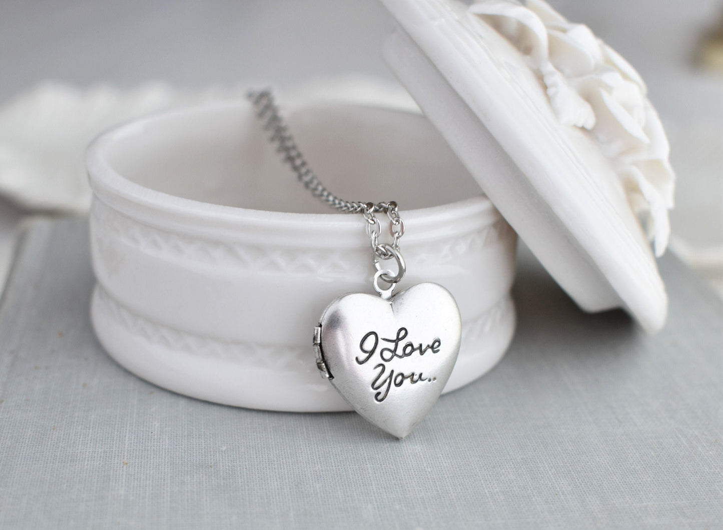 Small I Love You Heart Locket Necklace