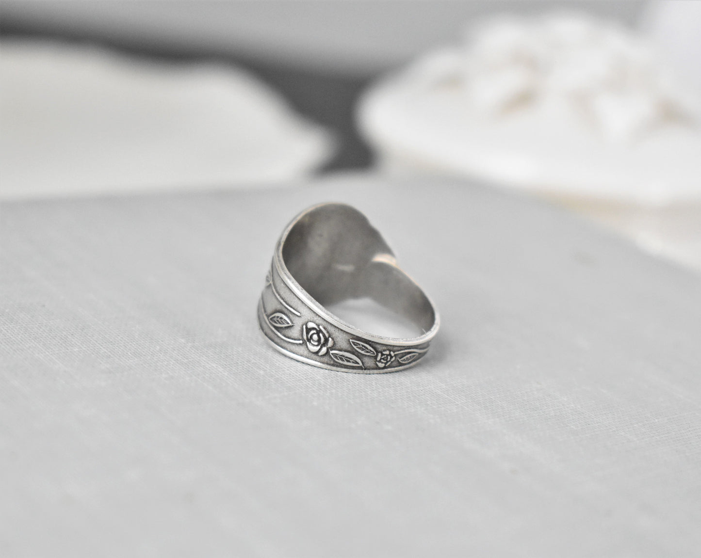 Rose Garden Spoon Ring. Floral Spoon Ring