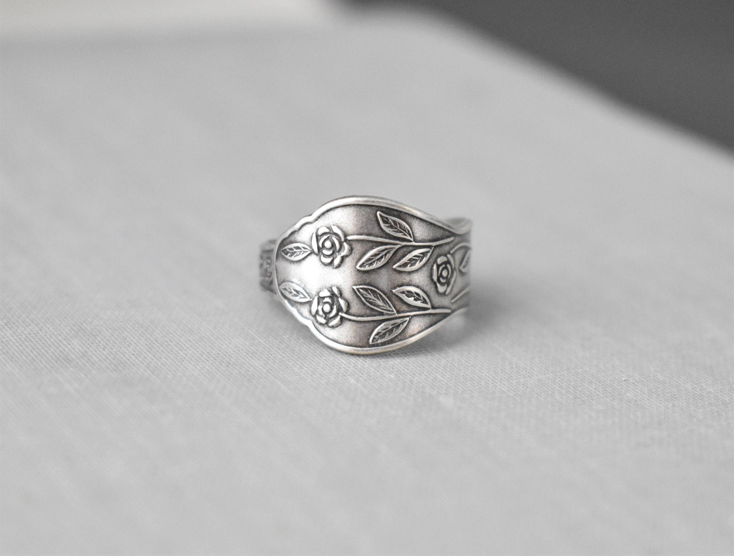 Rose Garden Spoon Ring. Floral Spoon Ring