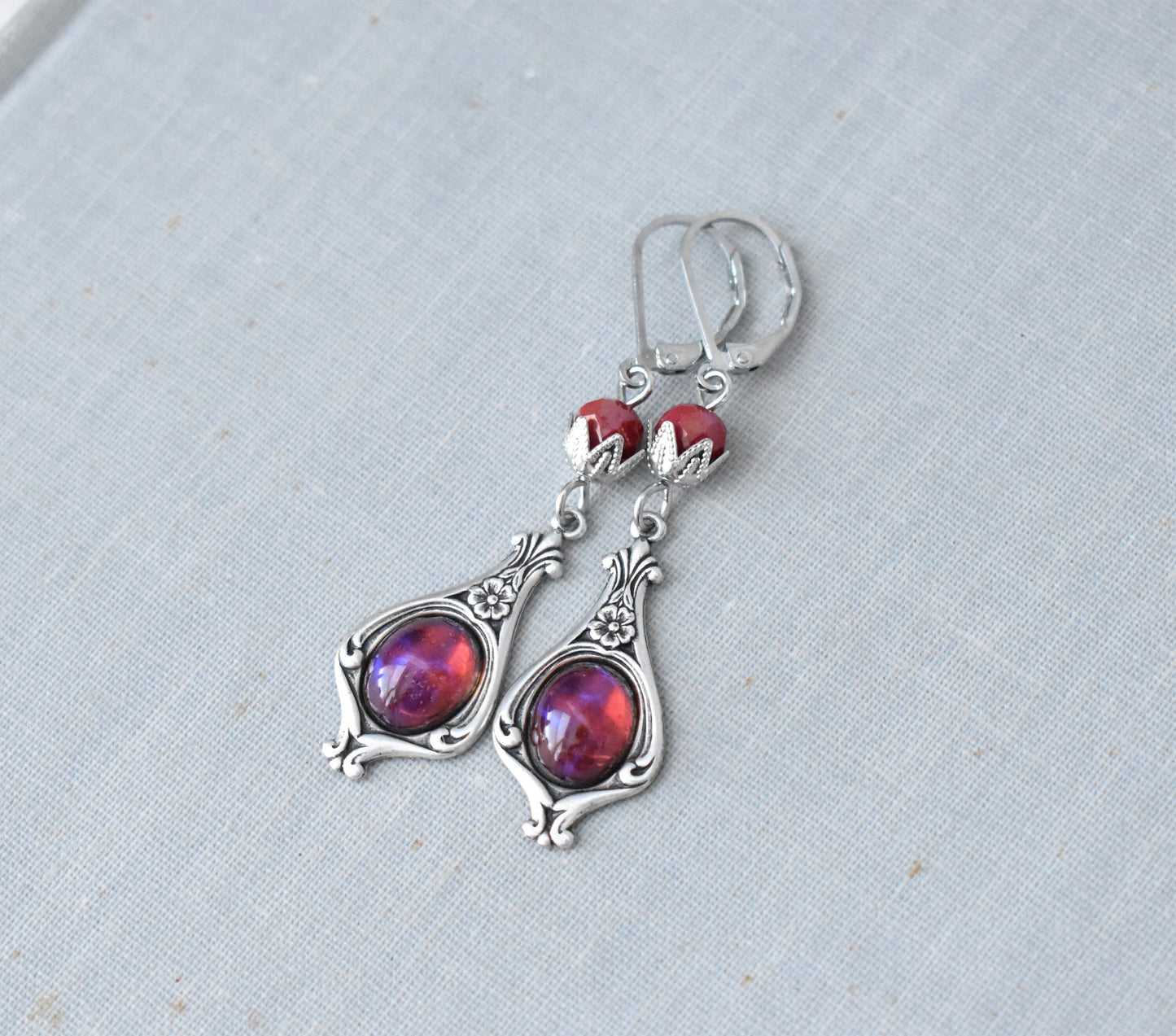 Mexican Fire Opal Earrings.